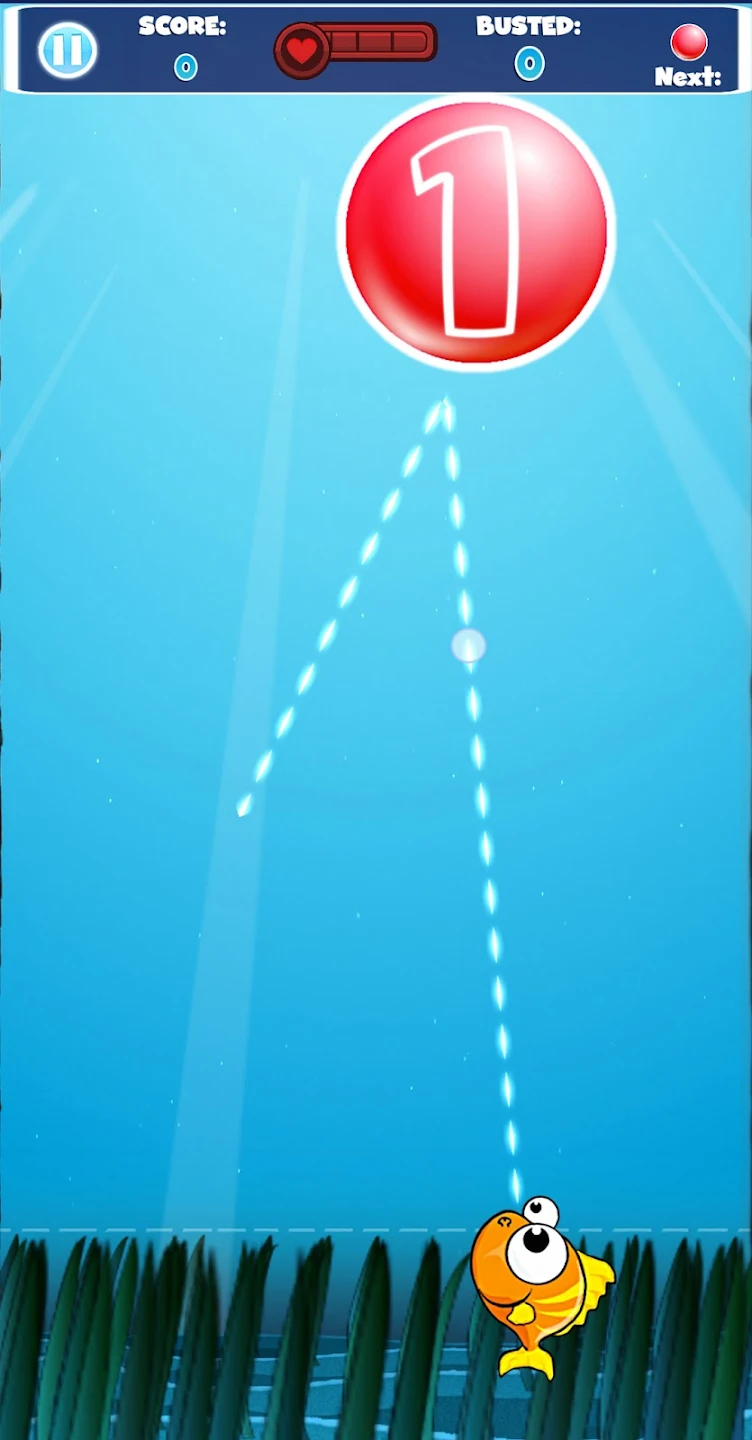 Gameplay action showing fish ball collecting dots
